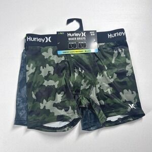 Hurley Boys 2 Pack‎ Boxer Briefs Camo Tie Dye Elastic Waistband Size Medium NEW